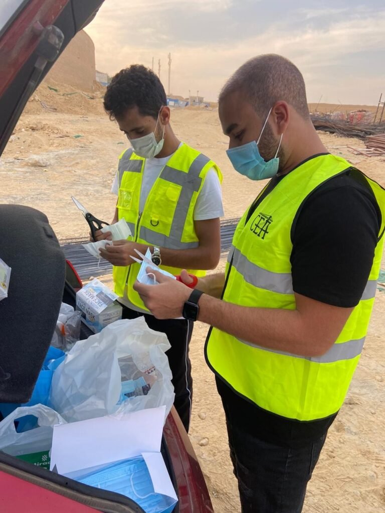 Construction Team Makes Use of Discarded Masks, Gloves in Concrete